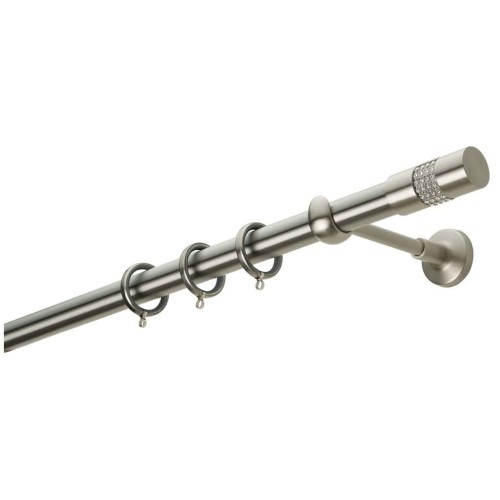 Zogometal Μεταλλικό Κουρτινόξυλο E4134 Μονό Φ25mm 160εκ. Νίκελ Ματ