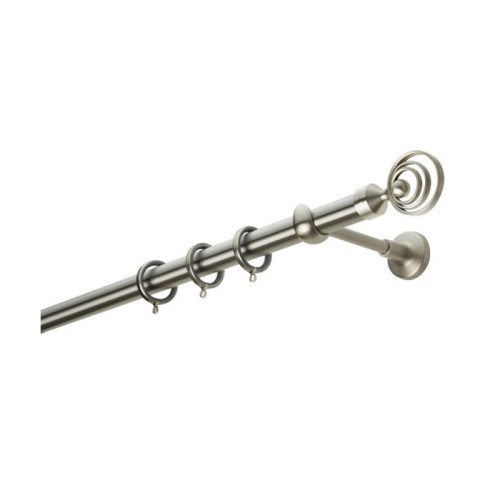 Zogometal Μεταλλικό Κουρτινόξυλο Easy Line Μονό Φ25mm 200εκ. Νίκελ Ματ E0430