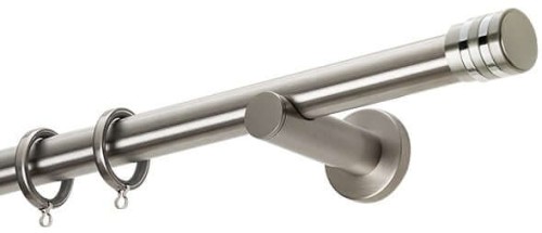 Zogometal Μεταλλικό Κουρτινόξυλο E4143 Μονό Φ25mm 160εκ. Νίκελ Ματ / Χρώμιο