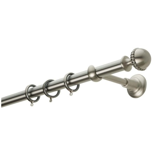 Zogometal Μεταλλικό Κουρτινόξυλο Classique Collection Μονό Φ25mm 160εκ. Νίκελ Ματ / Κρύσταλλο Murano CL4129