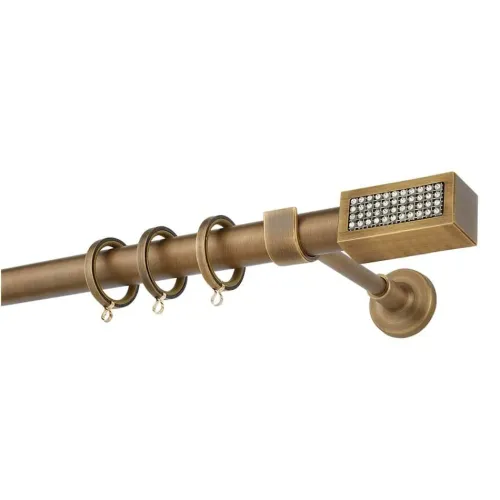 Zogometal Μεταλλικό Κουρτινόξυλο E4138 Μονό Φ25mm 240εκ. Μπρονζέ / Κρύσταλλο Swarowski