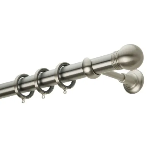 Zogometal Μεταλλικό Κουρτινόξυλο Classique Collection Μονό Φ25mm 160εκ. Νίκελ Ματ CL0074