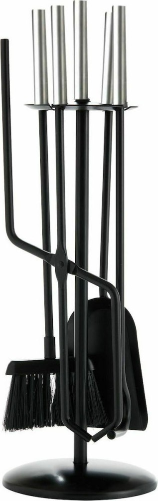 Zogometal 1230 B09 1230 Β09 Σετ Εργαλείων Τζακιού με Κρεμανταλά Μαύρο/Νίκελ Ματ