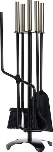 Zogometal 1230 B13 Σετ Εργαλείων Τζακιού με Κρεμανταλά Μαύρο/Νίκελ Ματ
