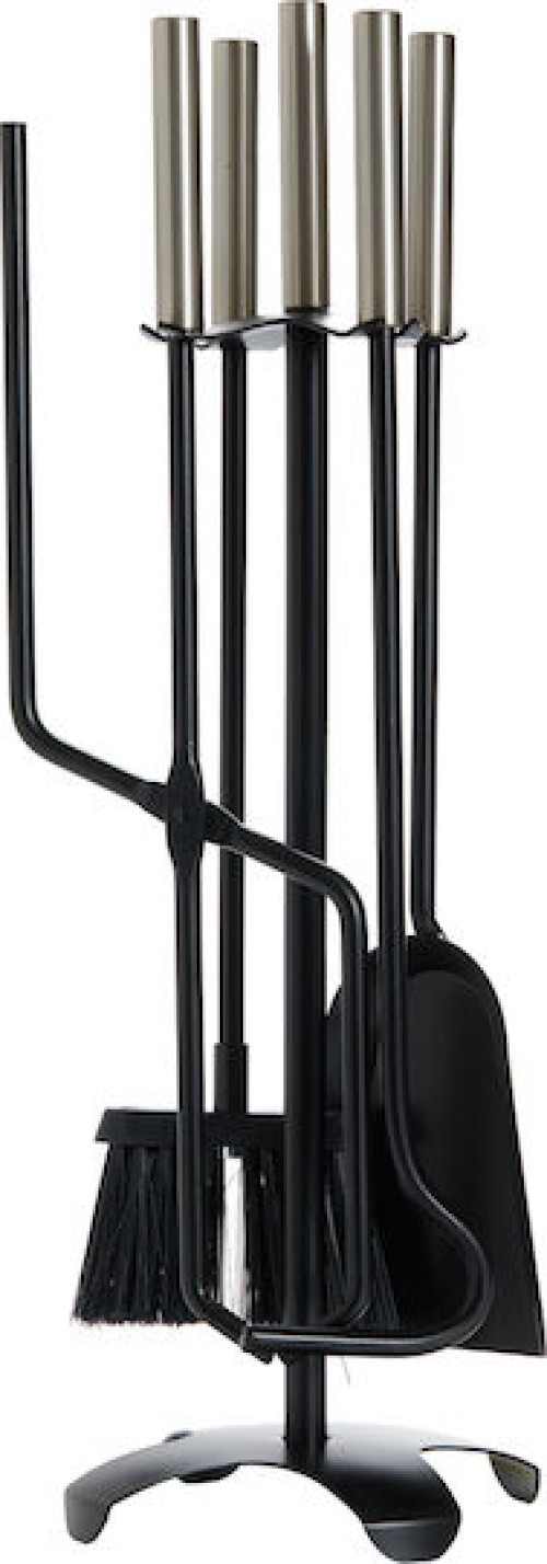 Zogometal 1230 B13 Σετ Εργαλείων Τζακιού με Κρεμανταλά Μαύρο/Νίκελ Ματ