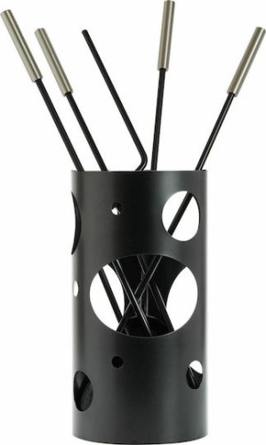 Zogometal 1230 K30 Σετ Εργαλείων Τζακιού με Κουβά Μαύρο/Νίκελ Ματ