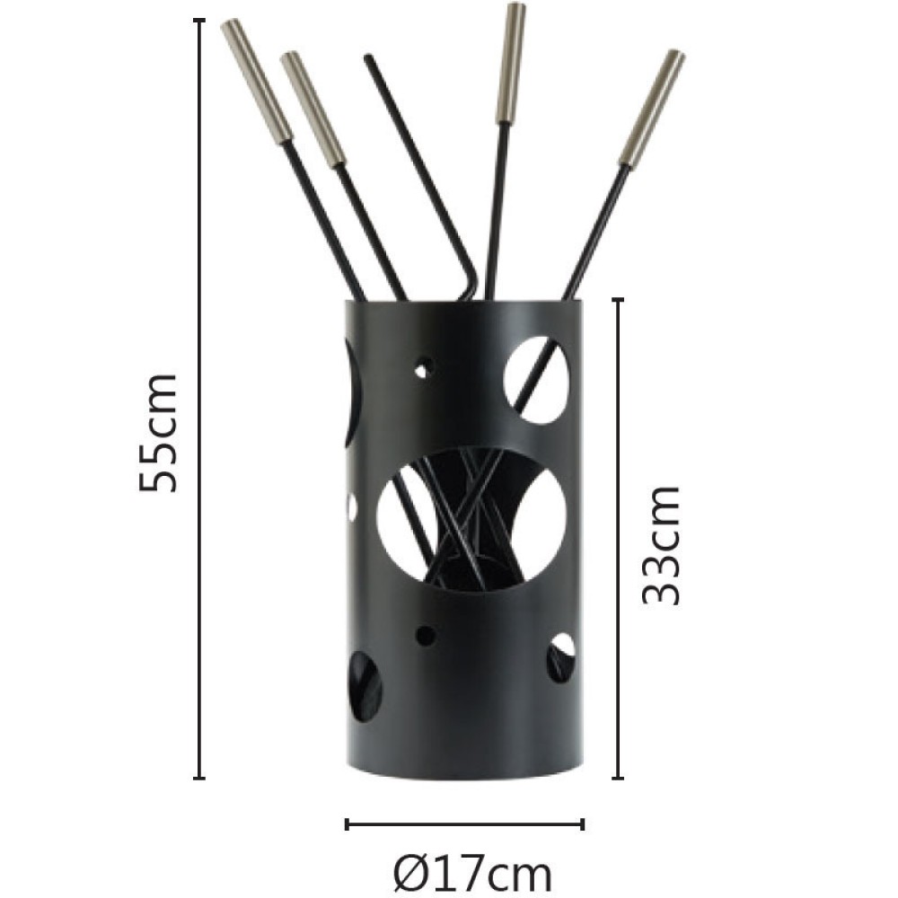 Zogometal 1230 K30 Σετ Εργαλείων Τζακιού με Κουβά Αντικέ Σκουριά/Όρο Ματ