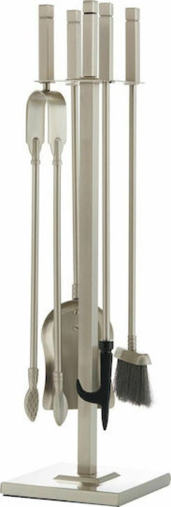 Zogometal 1215 B07 1215 Β07 Σετ Εργαλείων Τζακιού με Κρεμανταλά Νίκελ Ματ