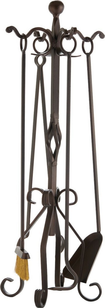Zogometal 0683 B16 0683 B16 Σετ Εργαλείων Τζακιού με Κρεμανταλά Αντικέ Σκουριά