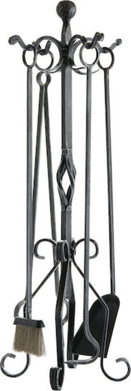 Zogometal 0683 Β16 0683 B16 Σετ Εργαλείων Τζακιού με Κρεμανταλά Κρεμ Πατίνα Ασημί