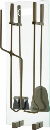 Zogometal 1235 T06 Σετ Εργαλείων Τζακιού με Κρεμανταλά Καφέ Ελιάς