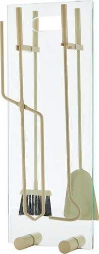 Zogometal 1230 T07 1230 Τ07 Σετ Εργαλείων Τζακιού με Κρεμανταλά Ιβουάρ