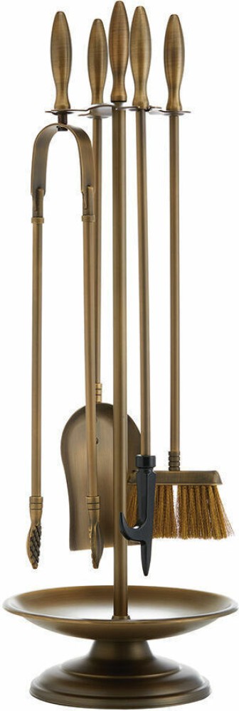 Zogometal 1190 B06 1195 Β06 Σετ Εργαλείων Τζακιού με Κρεμανταλά Μπρούτζινο με Σταχτοθήκη