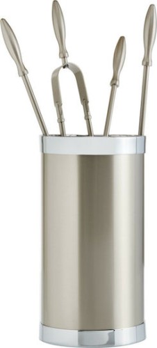 Zogometal 1190 K10 1190 K10 Σετ Εργαλείων Τζακιού με Κουβά Νίκελ Ματ/Χρώμιο