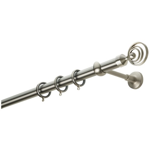 Zogometal Μεταλλικό Κουρτινόξυλο E0480 Μονό Φ25mm 160εκ. Νίκελ Ματ