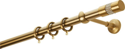 Zogometal Μεταλλικό Κουρτινόξυλο Easy Line διπλό με σιδηρόδρομο Φ25mm 200εκ. Μπρονζέ E0058