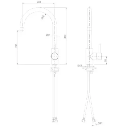 Sanitec Doppio 00 02 00252 Ψηλή Μπαταρία Κουζίνας Πάγκου Grafite