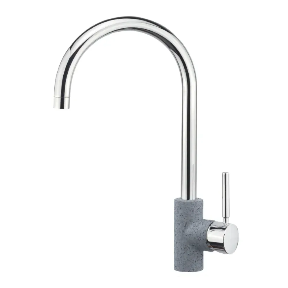 Sanitec Doppio 00 02 00252 Ψηλή Μπαταρία Κουζίνας Πάγκου Metallic Silver