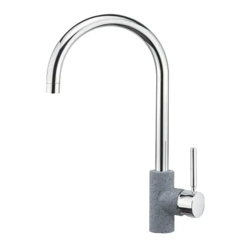Sanitec Doppio 00 02 00252 Ψηλή Μπαταρία Κουζίνας Πάγκου Metallic Silver