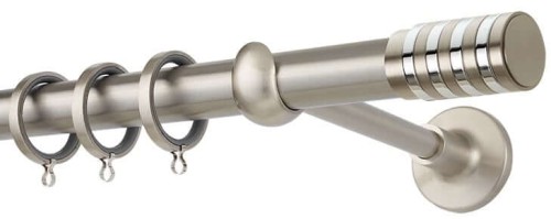 Zogometal Μεταλλικό Κουρτινόξυλο Prestige Collection Μονό Φ25mm 160εκ. Νίκελ Ματ / Χρώμιο PR4118