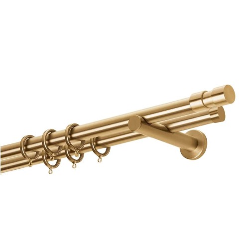 Zogometal Μεταλλικό Κουρτινόξυλο Prestige Collection Διπλό με Σιδηρόδρομο Φ25mm 160εκ. Όρο Ματ / Όρο PR4118