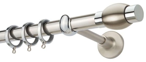 Zogometal Μεταλλικό Κουρτινόξυλο Prestige Collection Διπλό με Σιδηρόδρομο Φ25mm 240εκ. Νίκελ Ματ / Χρώμιο PR4118