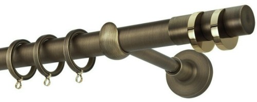 Zogometal Μεταλλικό Κουρτινόξυλο Prestige Collection Μονό Φ25mm 240εκ. Μπρονζέ / Όρο PR4118