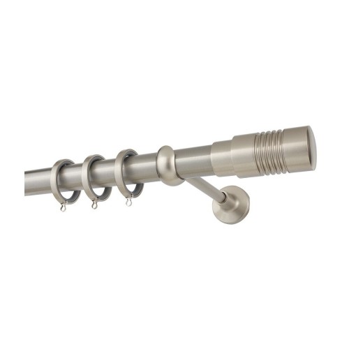 Zogometal Μεταλλικό Κουρτινόξυλο Easy Line Μονό Φ25mm 160εκ. Νίκελ Ματ E0436