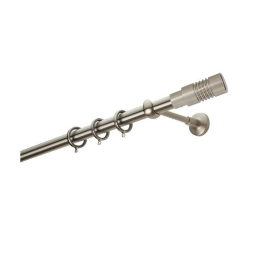 Zogometal Μεταλλικό Κουρτινόξυλο Easy Line Μονό Φ25mm 300εκ. Νίκελ Ματ E0436