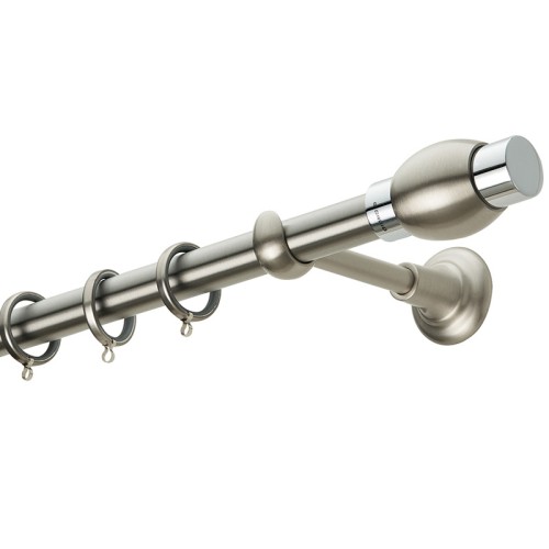 Zogometal Μεταλλικό Κουρτινόξυλο Easy Line Μονό Φ25mm 200εκ. Νίκελ Ματ E0436