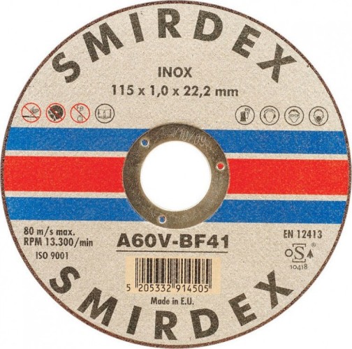 Smirdex Δίσκος Κοπής Μετάλλου Inox 115x1,00x22mm 914115100 1τμχ