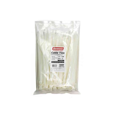 Benman Δεματικά Καλωδίων 100x2.5mm Λευκό 100τμχ