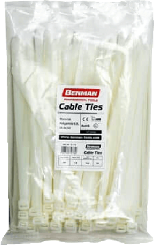 Benman Δεματικά Καλωδίων 200x2.5mm Λευκό 100τμχ