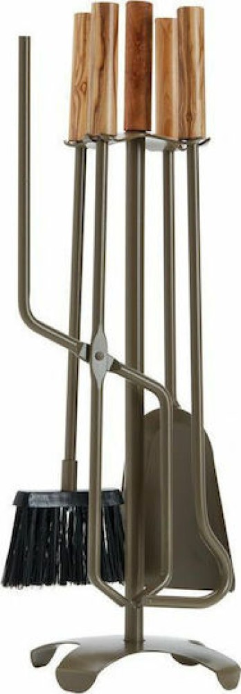 Zogometal 1240 B13 Σετ Εργαλείων Τζακιού με Κρεμανταλά Ξύλο Ελιάς/Καφέ Ελιάς