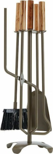 Zogometal 1240 B13 Σετ Εργαλείων Τζακιού με Κρεμανταλά Ξύλο Ελιάς/Καφέ Ελιάς
