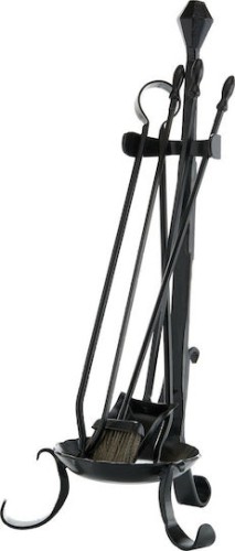 Zogometal 0670 Β17 0670 B17 Σετ Εργαλείων Τζακιού με Κρεμανταλά Μαύρο Πατίνα Ασημί
