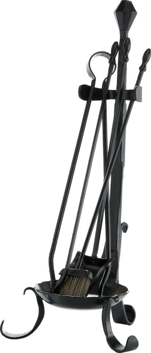 Zogometal 0670 B17 0670 B17 Σετ Εργαλείων Τζακιού με Κρεμανταλά Μαύρο Πατίνα Χρυσό