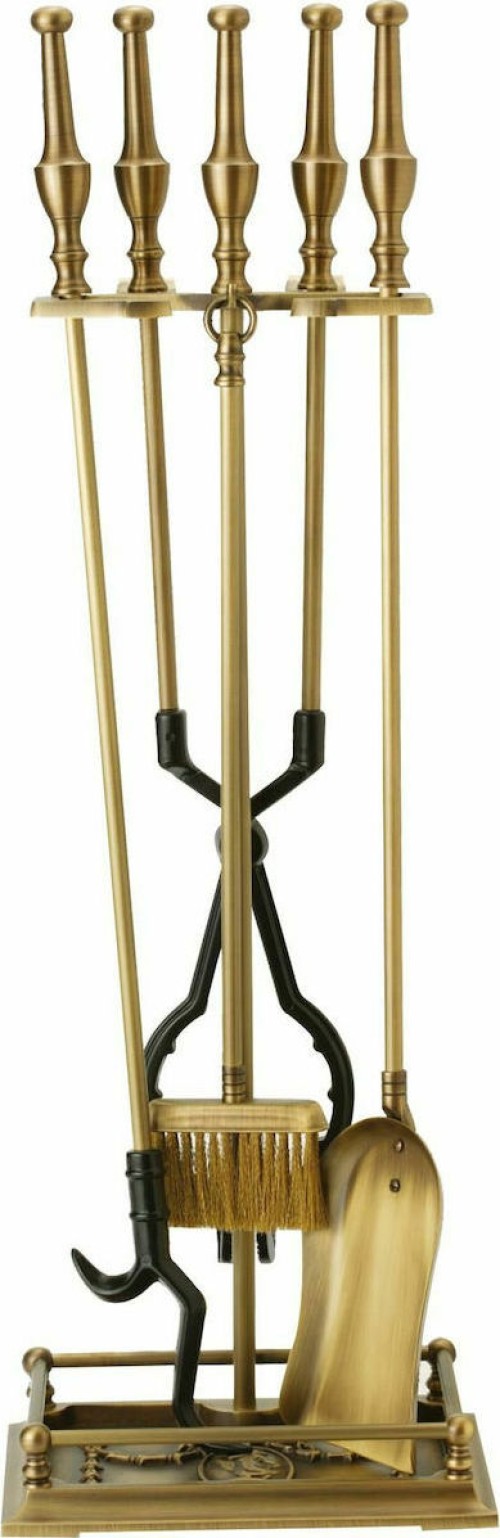 Zogometal 1630 B05 1630 Β05 Σετ Εργαλείων Τζακιού με Κρεμανταλά Μπρούτζινο