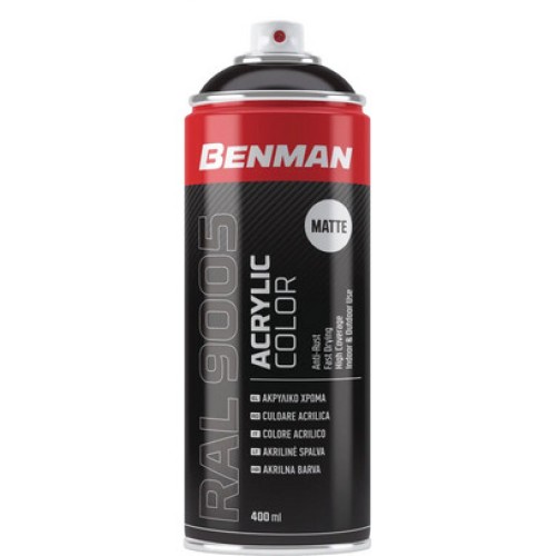 Ακρυλικό Σπρέι Benman Μαύρο Ματ RAL 9005 400ml 28528