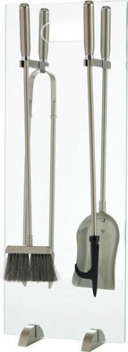 Zogometal 1200 T04 1200 T04 Σετ Εργαλείων Τζακιού με Κρεμανταλά Ματ Νίκελ