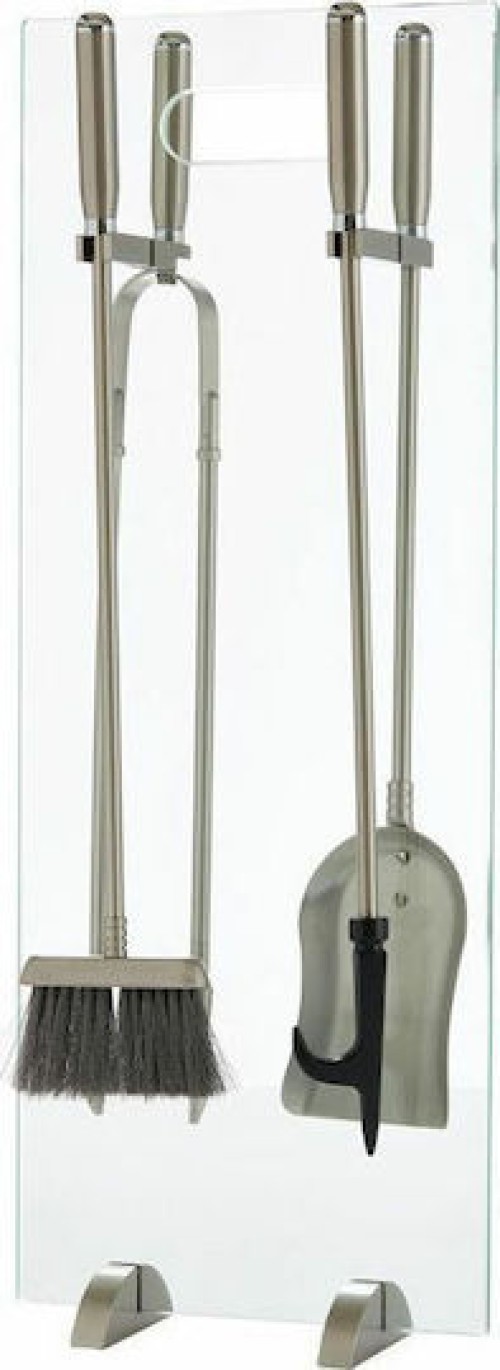 Zogometal 1200 T04 1200 T04 Σετ Εργαλείων Τζακιού με Κρεμανταλά Ματ Νίκελ