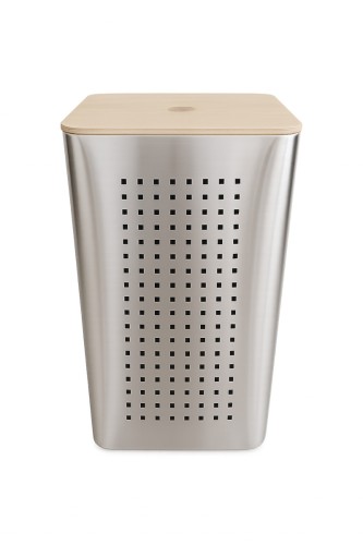 Καλάθι Απλύτων Μεταλλικό SH10296 35L   Υψος 58cm Με Καπάκι Δρυς