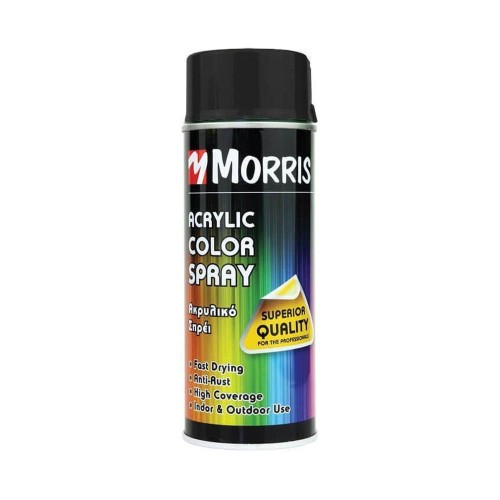Σπρέι ακρυλικό χρώματος μαύρο γυαλιστερό Morris 400ML Ral 9005