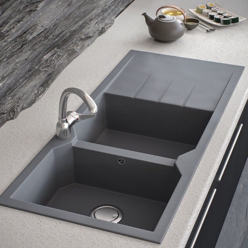 Sanitec Ultra Granite 801 Ένθετος Νεροχύτης από Συνθετικό Γρανίτη Μ116xΠ50cm Sabbia