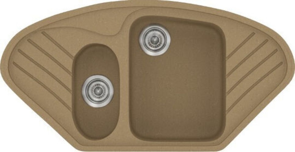 Sanitec Classic 302 302 Ένθετος Νεροχύτης Γωνιακός από Συνθετικό Γρανίτη Μ96xΠ51cm Metallic Coffee