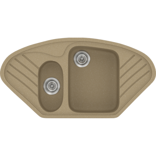 Sanitec Classic 302 Ένθετος Νεροχύτης Γωνιακός από Συνθετικό Γρανίτη Μ96xΠ51cm Metallic Cream