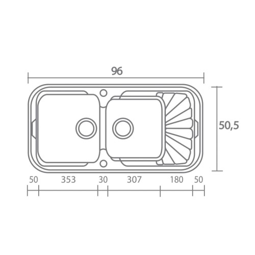 Sanitec Classic 304 Ένθετος Νεροχύτης από Συνθετικό Γρανίτη Μ96xΠ51cm White