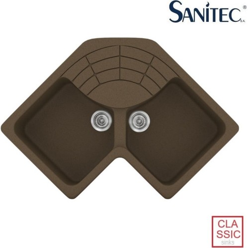 Sanitec Classic 310 310 Ένθετος Νεροχύτης Γωνιακός από Συνθετικό Γρανίτη Μ83xΠ83cm Granite Rust