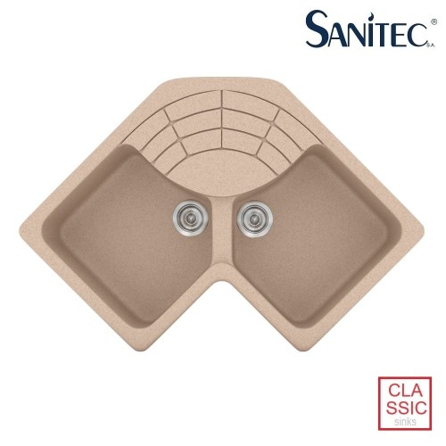 Sanitec Classic 310 310 Ένθετος Νεροχύτης Γωνιακός από Συνθετικό Γρανίτη Μ83xΠ83cm Granite Black