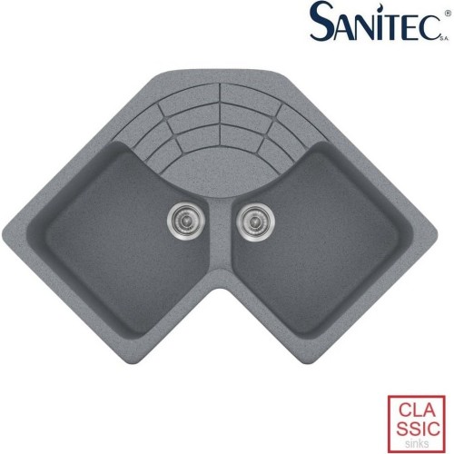 Sanitec Classic 310 310 Ένθετος Νεροχύτης Γωνιακός από Συνθετικό Γρανίτη Μ83xΠ83cm Metallic Cream